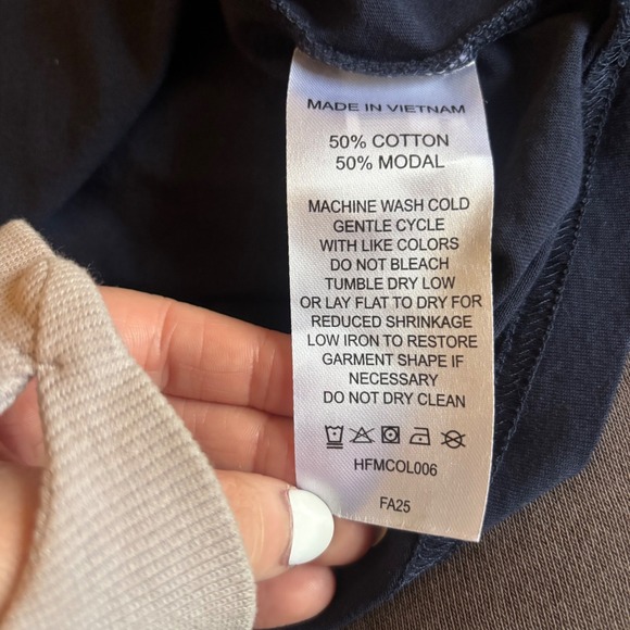 Quince Cotton Modal Relaxed Long Sleeve Tee Navy Blue Crew Neck LB48025 M - Picture 7 of 8